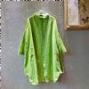 cotton linen medium length plaid shirt women's 2022 spring and s